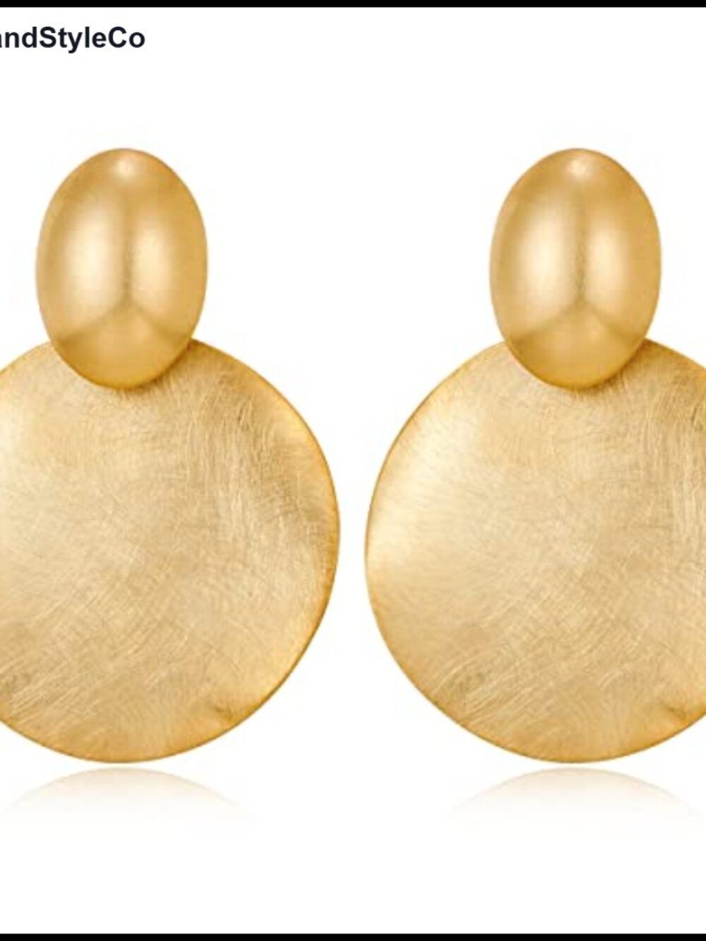 Hammered Brass Large Disc Drop Dangle Earrings Statement Geometric